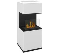 HOMCOM Cheminée au bioéthanol sur Pieds avec brûleur 1,2L, Environ 3H de durée de Combustion Couverture 20 à 25 m² en Acier 38L x 38l x 100H cm, Blanc