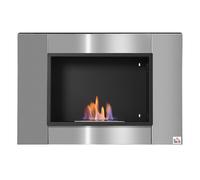 HOMCOM Cheminée bioéthanol Murale encastrable brûleur 0,9 L, environ 3 h de durée de combustion 80L x 14l x 54H cm Couverture 25-30 m² Acier inox