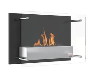 HOMCOM Cheminée bioéthanol Murale insert cheminée encastrable brûleur 1.5 L, dim. 60L x 22l x 40H cm Couverture 25-25 m² Acier inox Aosom France