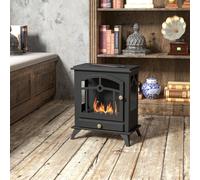 HOMCOM Cheminée bioéthanol sur Pied, brûleur 1,2 L, environ 3 h de durée de combustion Dim. 45L x 28l x 54H cm Acier Noir