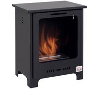 HOMCOM Cheminée bioéthanol sur Pieds brûleur 0,9 L, 3h de durée de Combustion Style néo-rétro poêle dim. 40L x 30l x 50H cm Couverture 20-25 m² Noir
