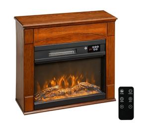 HOMCOM Cheminée électrique 1000W/2000W, Effet Flamme 3D à 6 Couleurs et 3 luminosités réglables, Fausse cheminée décorative avec Thermostat réglable, télécommande, minuterie, jusqu'à 30 m², Marron