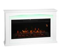 HOMCOM Cheminée Électrique 1000W/2000W Effet Flamme 5 Luminosités Blanc | Fausse Cheminée Décorative avec Manteau, Thermostat Réglable, Télécommande, Minuterie, Jusqu'à 30 m²