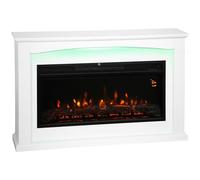 HOMCOM Cheminée électrique 1000W/2000W, Effet Flamme à 5 luminosités réglables, Fausse cheminée décorative avec Manteau, Thermostat réglable, télécommande, minuterie, jusqu'à 30 m², Blanc