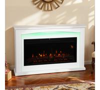 HOMCOM Cheminée électrique 1000W/2000W, fausse cheminée décorative, effet flamme à 5 luminosités réglables, 121x25x77cm, blanc