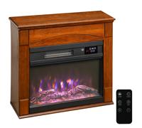 HOMCOM Cheminée électrique 1000W/2000W, fausse cheminée effet flamme 3D à 6 couleurs et 3 luminosités, 68,5x27,5x63cm, marron