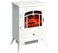 HOMCOM Cheminée Électrique à Effet de Flamme Poêle Style Rétro Blanc