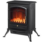 HOMCOM Cheminée Électrique à Effet de Flamme Poêle Style Rétro Noir