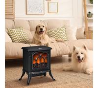 HOMCOM Cheminée électrique à Effet de Flamme poêle Style rétro Thermostat 750-1500 W Anti surchauffe Noir Long Descriptions: Cette superbe cheminée électrique modèle poêle d'antan vous permettra de cr