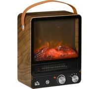 HOMCOM Cheminée électrique à poser avec poignée Cheminée de table avec effet de flamme 750/1500W Chauffage intérieur 2 allures avec protection contre la surchauffe et température réglable 30,3 x 17,5