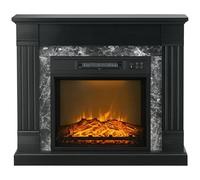 HOMCOM Cheminée électrique au Sol avec minuterie, Flamme réaliste et température réglable, cheminée électrique en métal, ABS et aggloméré, 80x21,6x67,8 cm, Noir