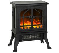 HOMCOM Cheminée électrique avec Effet Flamme 3D 1800/900 W sur Pied Noir