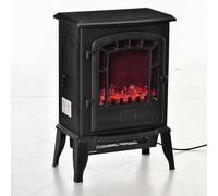 HOMCOM Cheminée électrique avec effet flamme, température réglable 1000 W-2000 W, couverture 20-25 m², 39 x 24 x 56,5 cm, noir