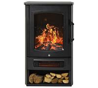 HOMCOM Cheminée électrique E-Cheminée avec effet de flamme Thermostat Poêle 1000 W/2000 W, 20-25 m², noir 44,5x32,1x74 cm