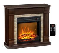 HOMCOM Cheminée électrique, Effet Flamme, 1800W, luminosité et température réglables, télécommande, minuterie, cheminée décorative, sécurité renforcée, 80 x 21,6 x 67,8 cm, Marron