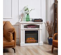HOMCOM Cheminée électrique effet flammes LED luminosité réglable avec télécommande - 1800 W - 80,5 x 32,3 x 80,5 cm