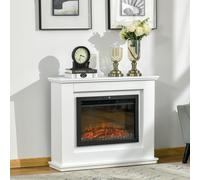HOMCOM Cheminée électrique Grande Taille 2000 W Effet Flammes LED minuterie température luminosité réglables télécommande fournie Blanc