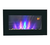 HOMCOM Cheminée électrique Murale 1000/2000 W, cheminée décorative avec Effet Flamme LED 7 Couleurs réglables, température 15-30℃, télécommande, minuterie et Protection Contre la surchauffe, Noir