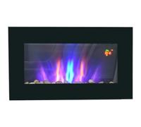 HOMCOM Cheminée Électrique Murale 1000/2000 W Effet Flamme 7 Couleurs Noir