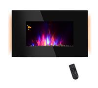 HomCom Cheminée électrique murale LED 7 effets flammes 7 couleurs télécommande 1000-2000W noir