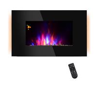 HomCom Cheminée électrique murale LED 7 effets flammes 7 couleurs télécommande 1000-2000W noir