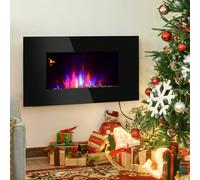 HOMCOM Cheminée électrique Murale LED 7 Effets Flammes + 7 Couleurs Ambiance + Galets télécommande Thermostat 1000-2000 W minuterie Noir Description:Cette superbe cheminée électrique murale est idéale