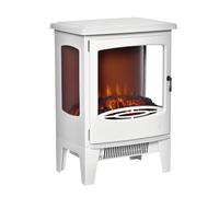 HomCom Cheminée électrique néo-rétro flammes LED luminosité réglable 900–1800 W blanc
