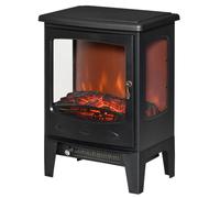 HOMCOM Cheminée Électrique Poêle Style Néo-rétro 900-1800 W Acier ABS Noir | Simulation Flammes LED, Luminosité Réglable