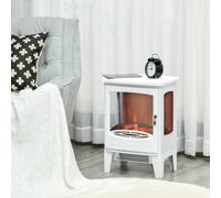 HOMCOM Cheminée électrique poêle Style néo-rétro 900-1800 W Simulation Flammes LED luminosité réglable Acier ABS Blanc