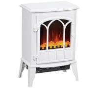 HOMCOM Cheminée électrique sur Pied 1000/2000 W Effet Flamme LED Blanc | Fausse Cheminée Décorative, Protection contre la Surchauffe, Zone de Couverture 15-30 m²