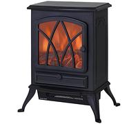 HomCom Cheminée électrique poêle rétro Effet de flamme Thermostat 1000-2000 W Anti-surchauffe Noir