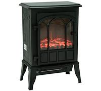 HOMCOM Cheminée électrique sur Pied 1000/2000 W, Fausse cheminée décorative avec Effet Flamme LED, Protection Contre la surchauffe, Zone de Couverture 15-30 m², Noir