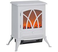 HOMCOM Cheminée électrique sur Pied 1000/2000 W, Fausse cheminée décorative avec Effet Flamme LED, Protection Contre la surchauffe, Zone de Couverture 15-30 m², Blanc