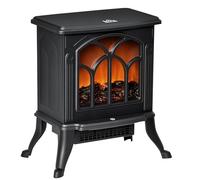 HOMCOM Cheminée électrique sur Pied 750/1500 W, Fausse cheminée décorative avec Effet Flamme LED, Protection Contre la surchauffe, Zone de Couverture 15-20 m², Noir