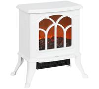 HOMCOM Cheminée électrique sur Pied 750/1500 W, Fausse cheminée décorative avec Effet Flamme LED, Protection Contre la surchauffe, Zone de Couverture 15-20 m², Blanc