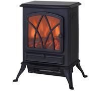 HOMCOM Cheminée électrique à Effet de Flamme poêle Style rétro Thermostat 1000-2000 W Anti surchauffe Noir