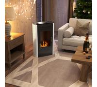 HOMCOM Cheminée poêle à éthanol avec réservoir 1,2L 3h de durée de combustion couverture 20 à 25 m² 50 x 27 x 82 cm noir
