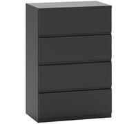 HOMCOM Chest Commode à tiroirs, Bois d'ingénierie, Noir, 4 Drawers