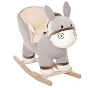 HOMCOM - cheval à bascule - Bois peuplier - 61x34x58cm - Gris