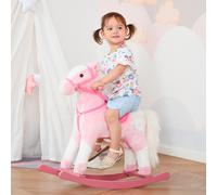 HOMCOM Cheval à Bascule Cheval de Cowboy Effet sonore Selle rênes Rose Blanc