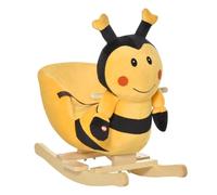 HOMCOM Cheval à Bascule en Bois Abeille pour Enfants, 60x33x45cm, Jaune | Cheval à bascule