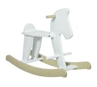 Cheval à bascule en bois - HOMCOM - Réf. 330-101WT - poignées repose-pied butées - blanc bois naturel 68x26x48cm