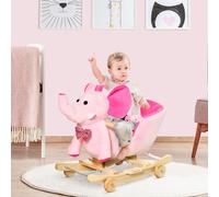 Cheval à Bascule jouet à bascule éléphant et porteur sur roulettes 2 en 1 fonction musicale 32 pistes ceinture sécurité rose Rose, Rose