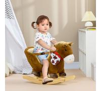 HOMCOM Cheval à bascule jouet à bascule fauteuil intégré ceinture de sécurité fonction sonore hennissement 18-36 mois marron