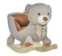 HOMCOM Cheval à Bascule Jouet à Bascule Ourson pour 18-36 Mois Gris Marron | Enfants, Fauteuil Intégré, Ceinture de Sécurité, Fonction Sonore Grognement