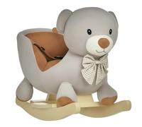 HOMCOM Cheval à Bascule Jouet à Bascule Ourson pour Enfants de 18-36 Mois Fauteuil intégré Ceinture de sécurité Fonction sonore grognement Gris Marron