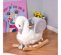 Homcom Cheval à bascule selle grand confort peluche courte douce bois