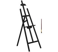 Chevalet d'artiste sur pieds pliable dim. 51,5L x 71,5l x 134,5H cm inclinaison réglable 90° max. bois de pin noir