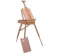 HOMCOM Chevalet d'artiste sur pieds pliable mallette de peinture chevalet avec rangement hauteur réglable bois de hêtre clair G