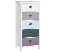 HOMCOM Chiffonnier néo-rétro 5 tiroirs MDF multicolores poignées métal 45×30×95,4 cm